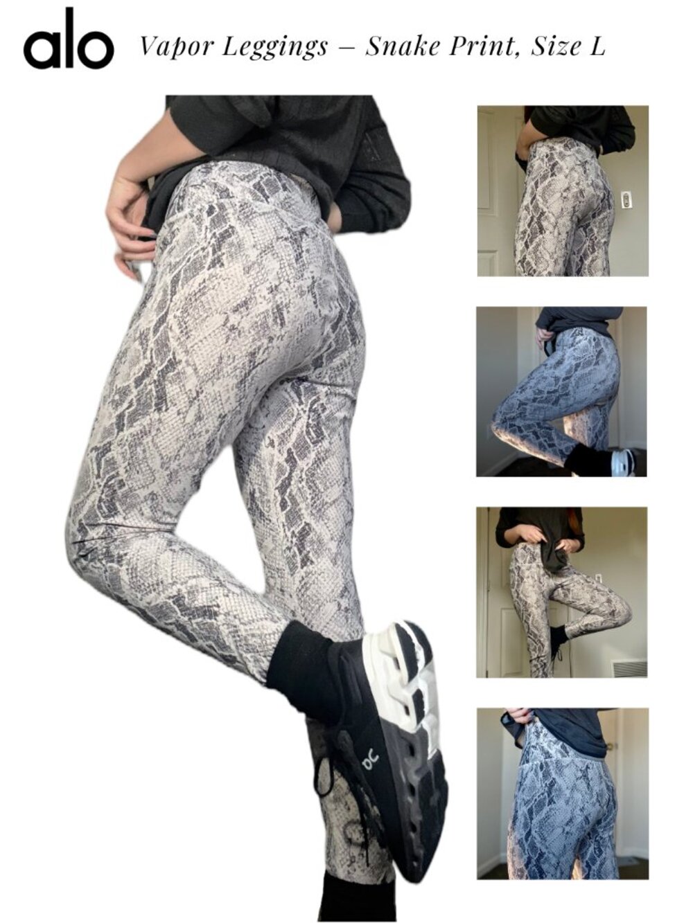 Alo Yoga Vapor Leggings – Snake Print, Size L
